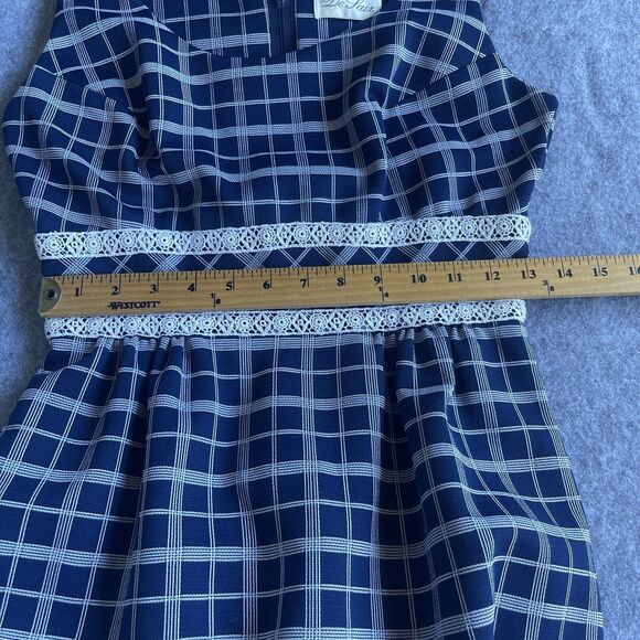Vintage De Laix Maxi Dress Womens Small Blue‎ White Column Dress Crochet Trim - Picture 8 of 10